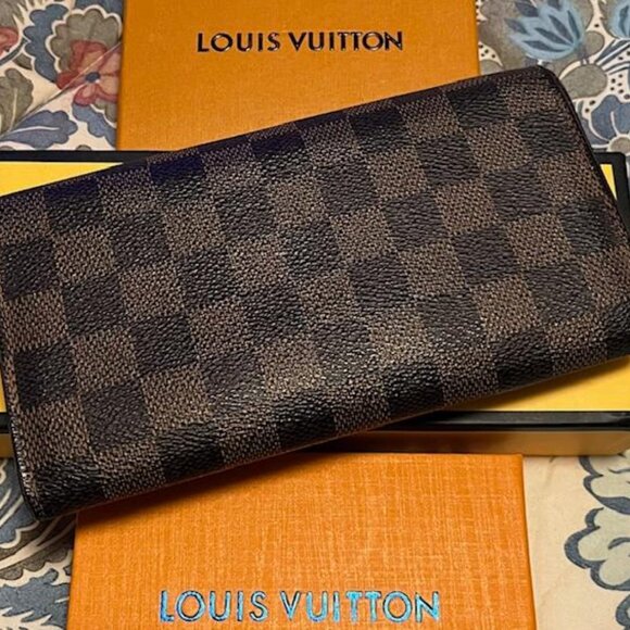 Authentic Louis Vuitton Portefeuille Sarah Brown Damier Ebene Long Wallet - Picture 2 of 13